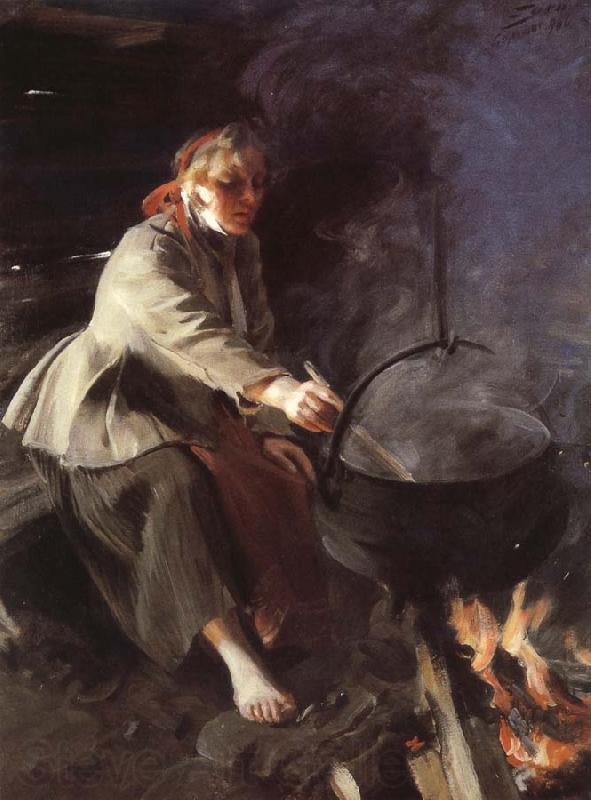Anders Zorn In the Cookhouse Spain oil painting art